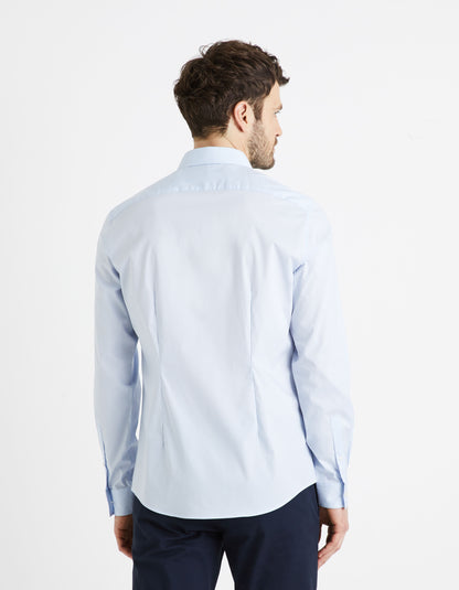 Slim Fit Stretch Cotton Shirt - Light Blue_04