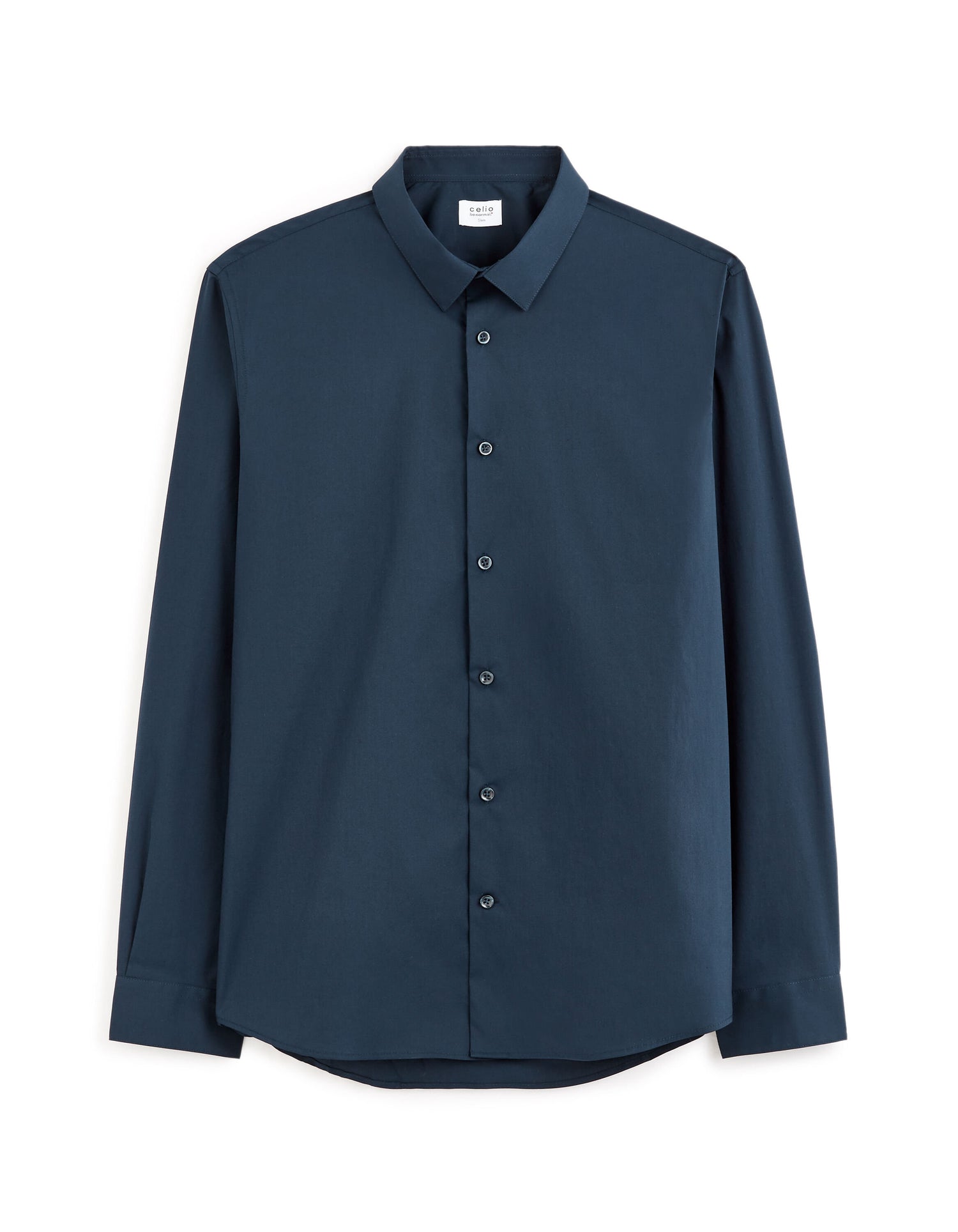 Slim Fit Stretch Cotton Shirt - Navy_01