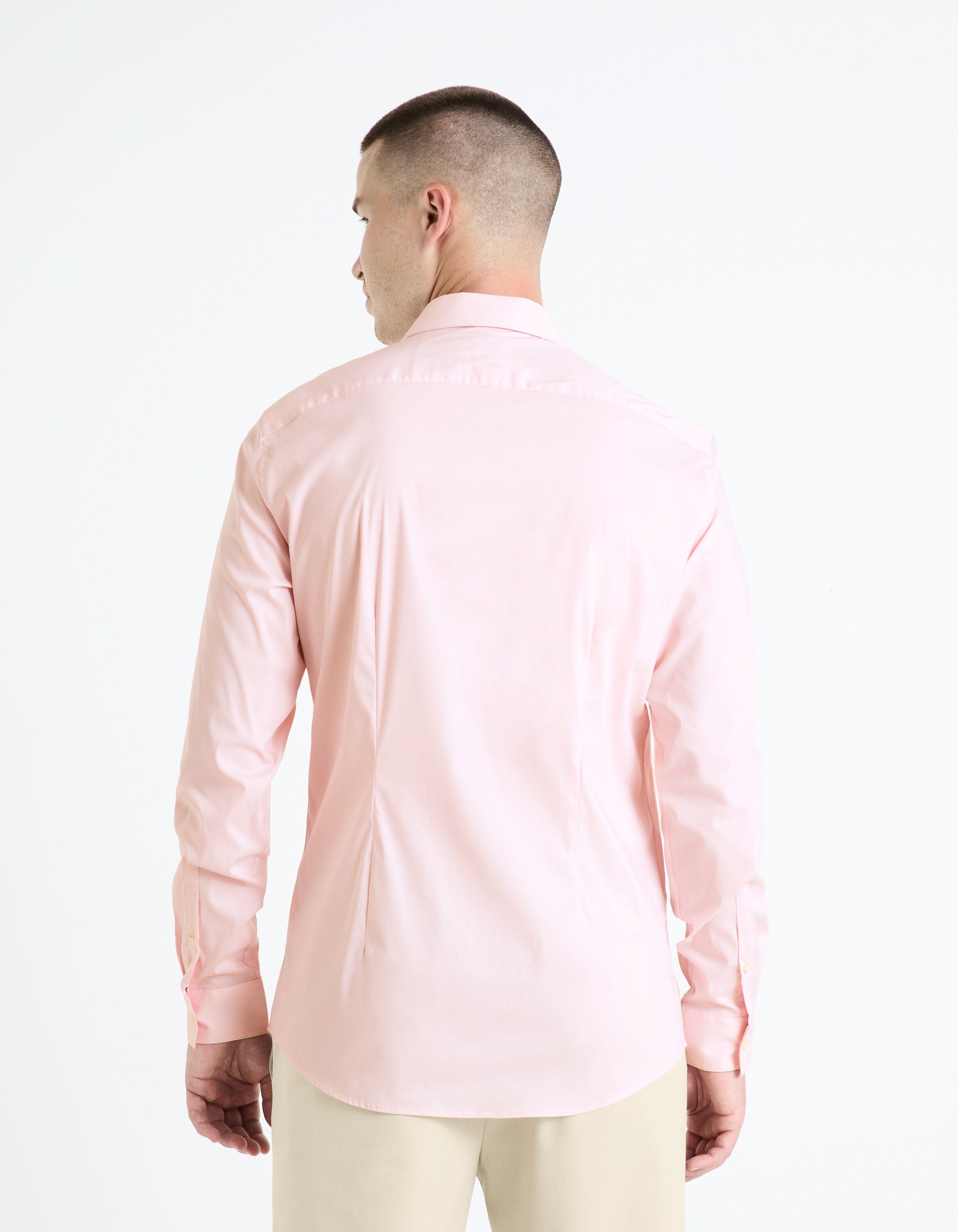 Slim Fit Stretch Cotton Shirt - Pink_04