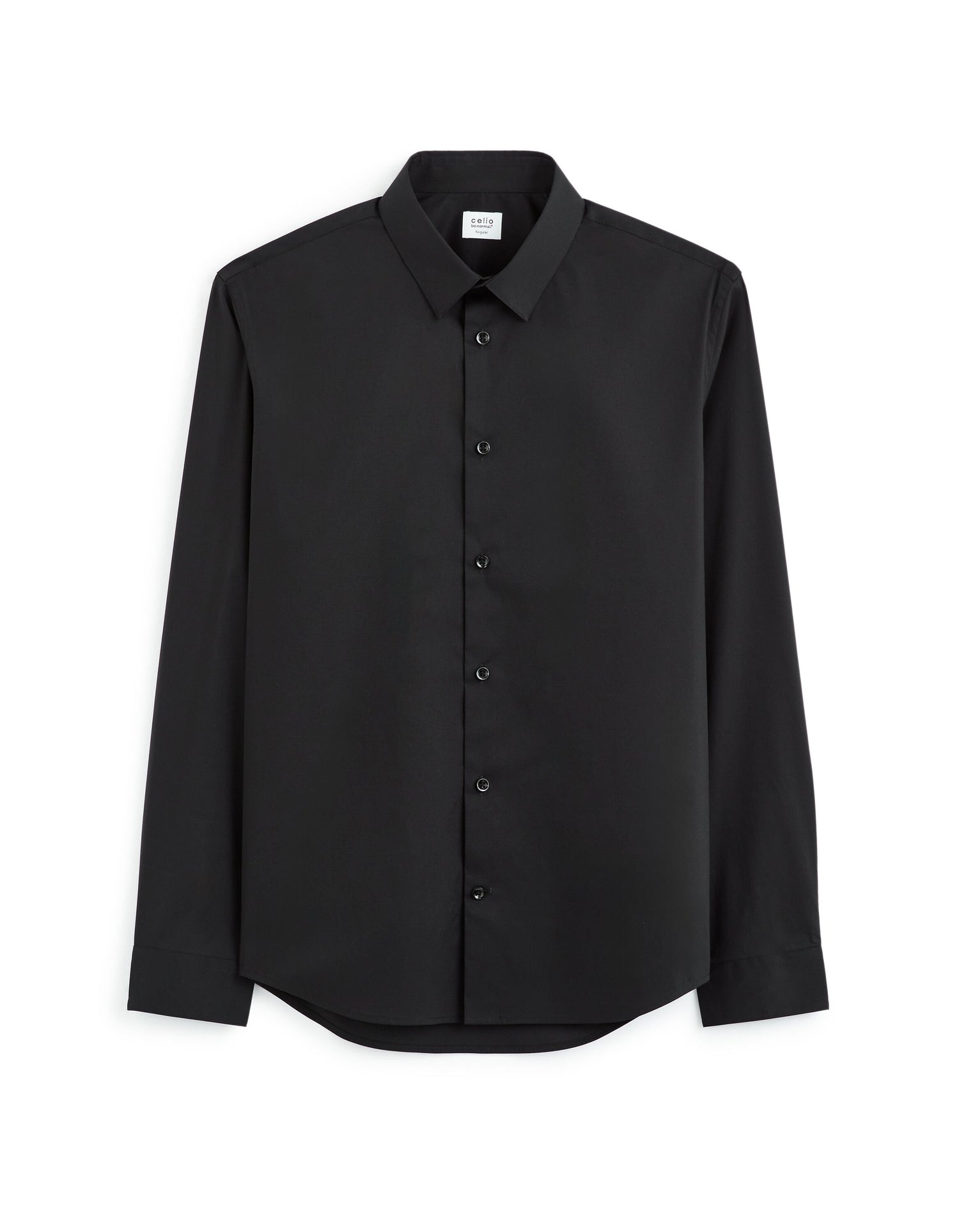 Celio_Black Regular Stretch Cotton Shirt_MASANTALRG_BLACK_04
