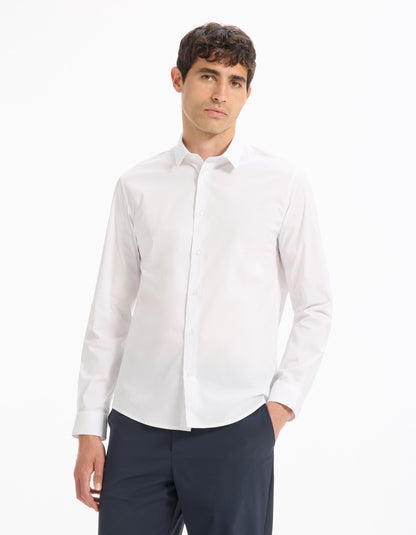 Celio_White Regular Stretch Cotton Shirt_MASANTALRG_WHITE_01