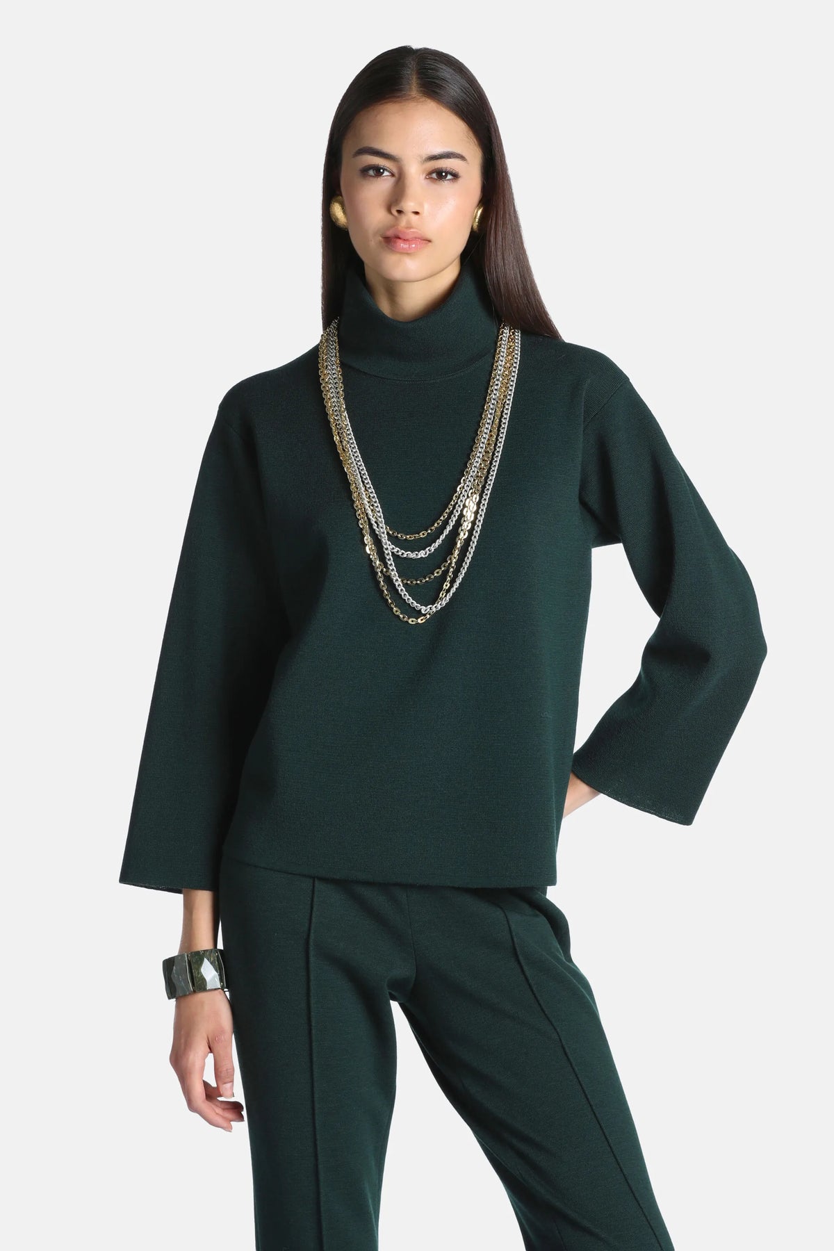 Luisa Spagnoli Verde Bottiglia Women Mascate - Knitted Tunic SKU: MASCATE_2050 Image 01
