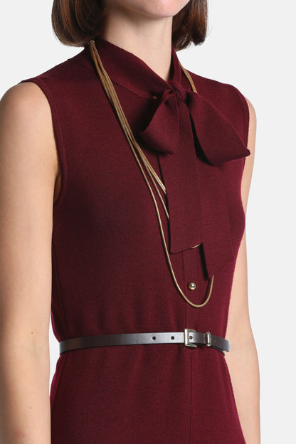 Luisa Spagnoli Bordeaux Women Masuria - Elegant Sleeveless Midi Dress SKU: MASURIA_2435 Image 03