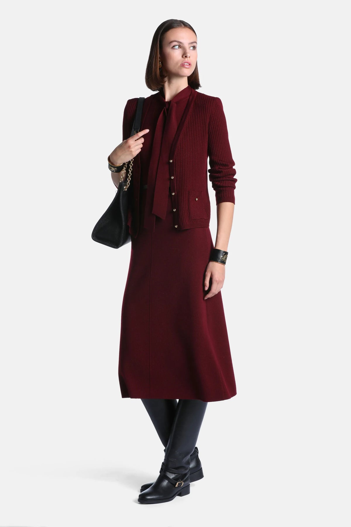 Luisa Spagnoli Bordeaux Women Masuria - Elegant Sleeveless Midi Dress SKU: MASURIA_2435 Image 04