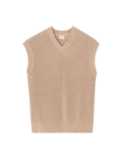 Celio_Beige Humus_100% Cotton Pearl Knit V-Neck Sweater_MEAUSTI_BEIGE HUMUS_07