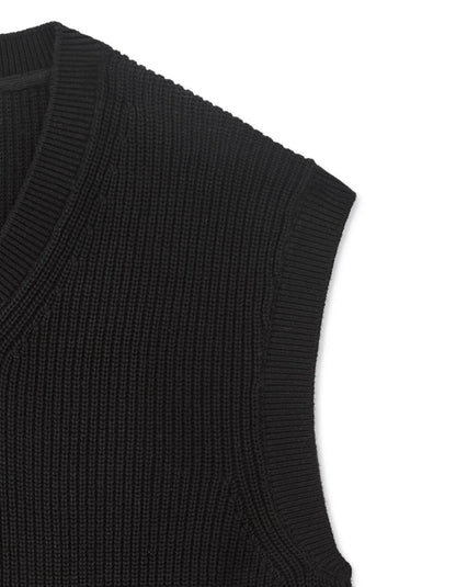 Celio_Black_100% Cotton Pearl Knit V-Neck Sweater_MEAUSTI_BLACK_06