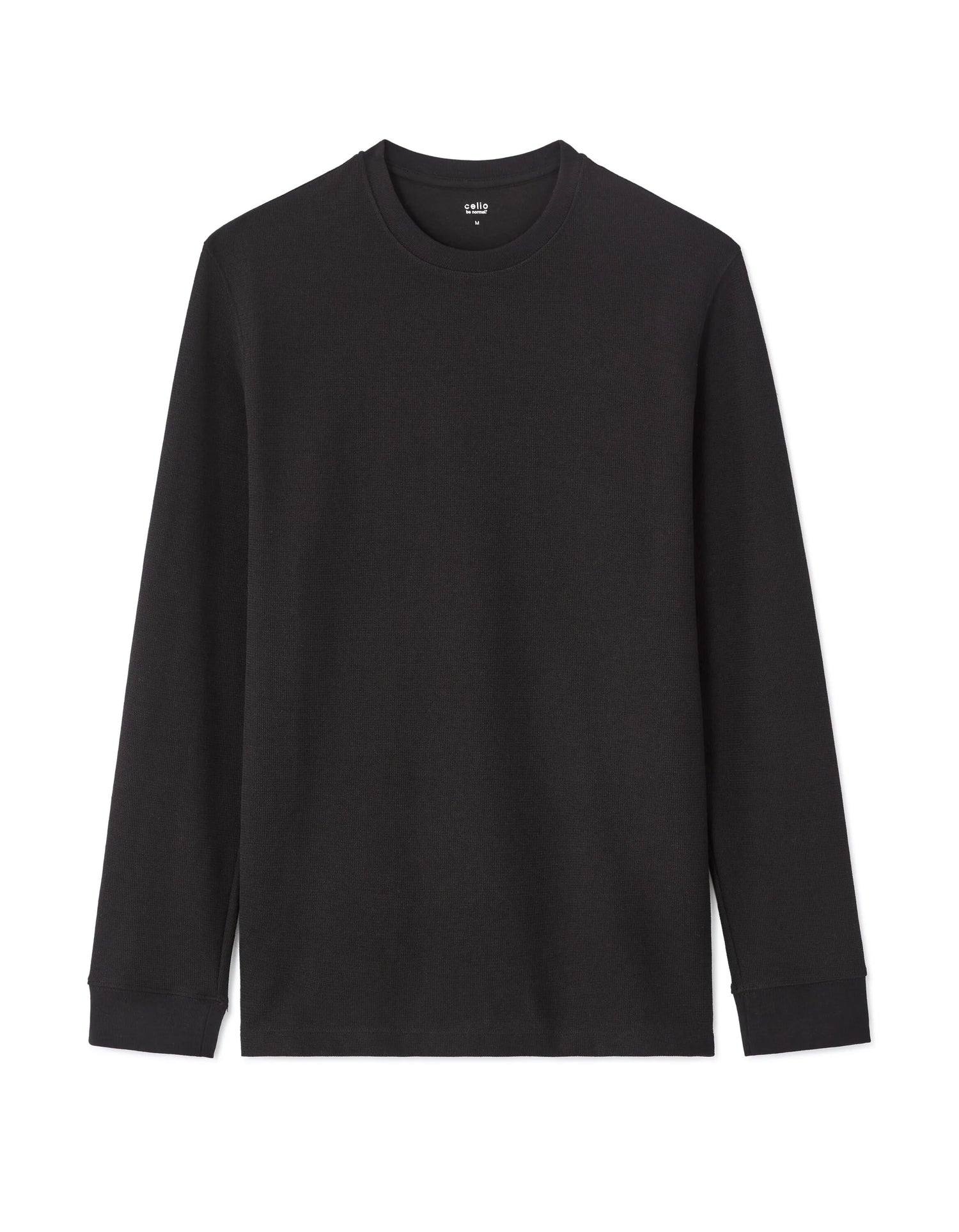 Celio_Black_Boxy Embossed Long-Sleeved T-Shirt_MECACHEML_BLACK_05