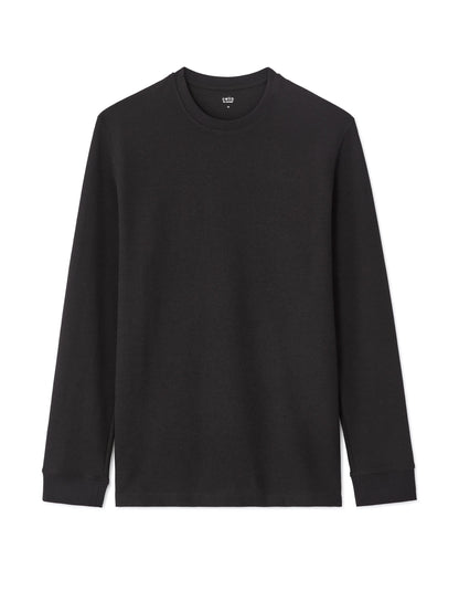 Celio_Black_Boxy Embossed Long-Sleeved T-Shirt_MECACHEML_BLACK_05