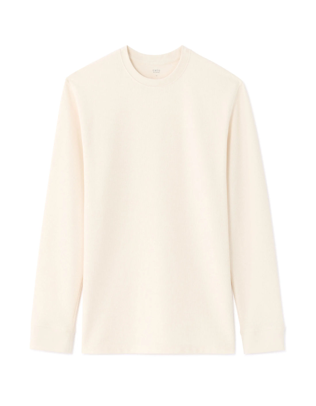 Celio_Ecru_Boxy Embossed Long-Sleeved T-Shirt_MECACHEML_ECRU_01