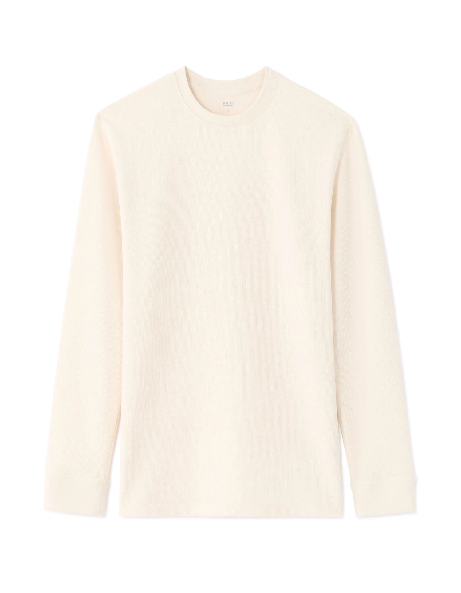 Celio_Ecru_Boxy Embossed Long-Sleeved T-Shirt_MECACHEML_ECRU_01