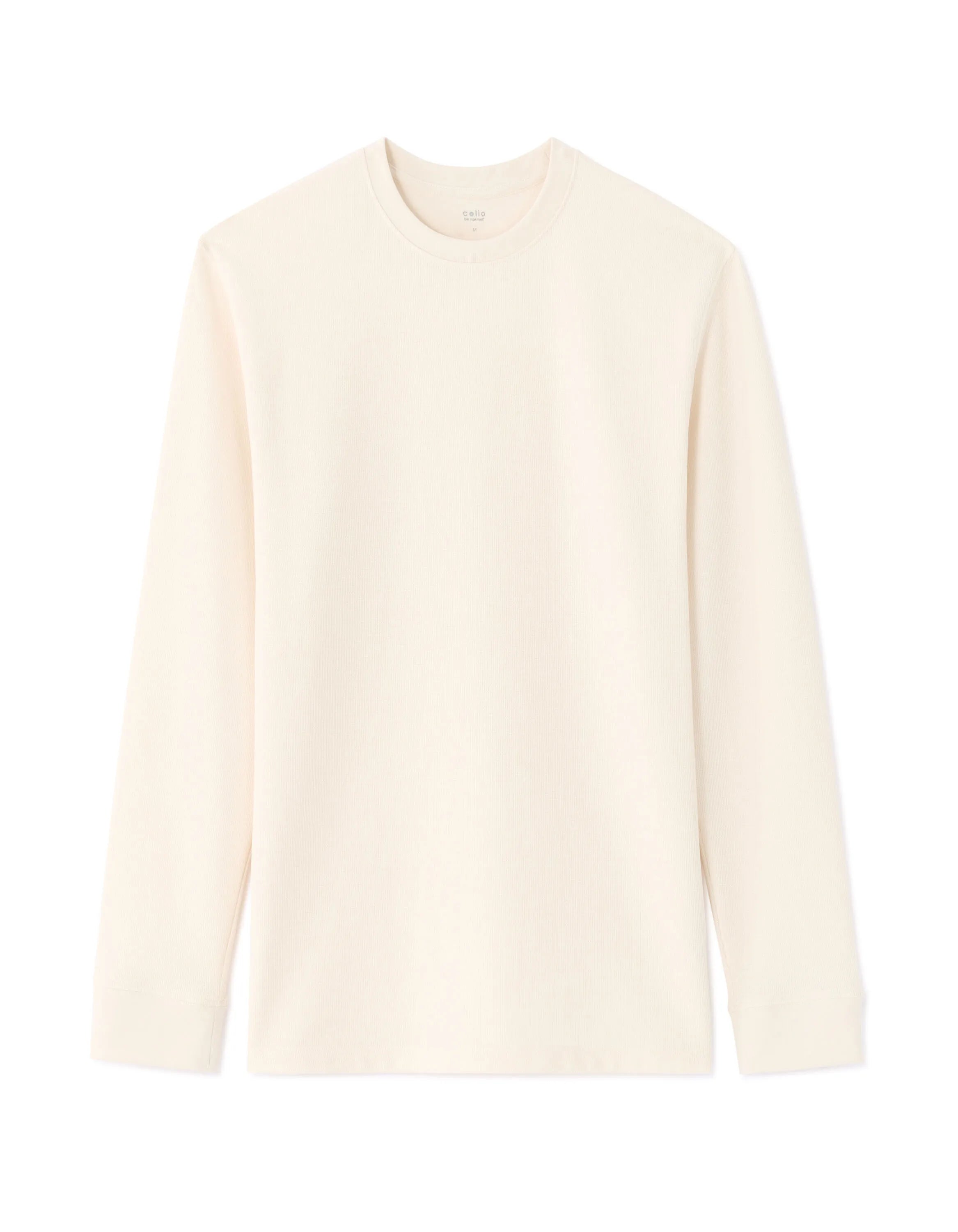 Celio_Ecru_Boxy Embossed Long-Sleeved T-Shirt_MECACHEML_ECRU_01