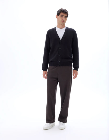 Celio_Black_100% Cotton Fancy Knit Cardigan_MECARD_BLACK_01