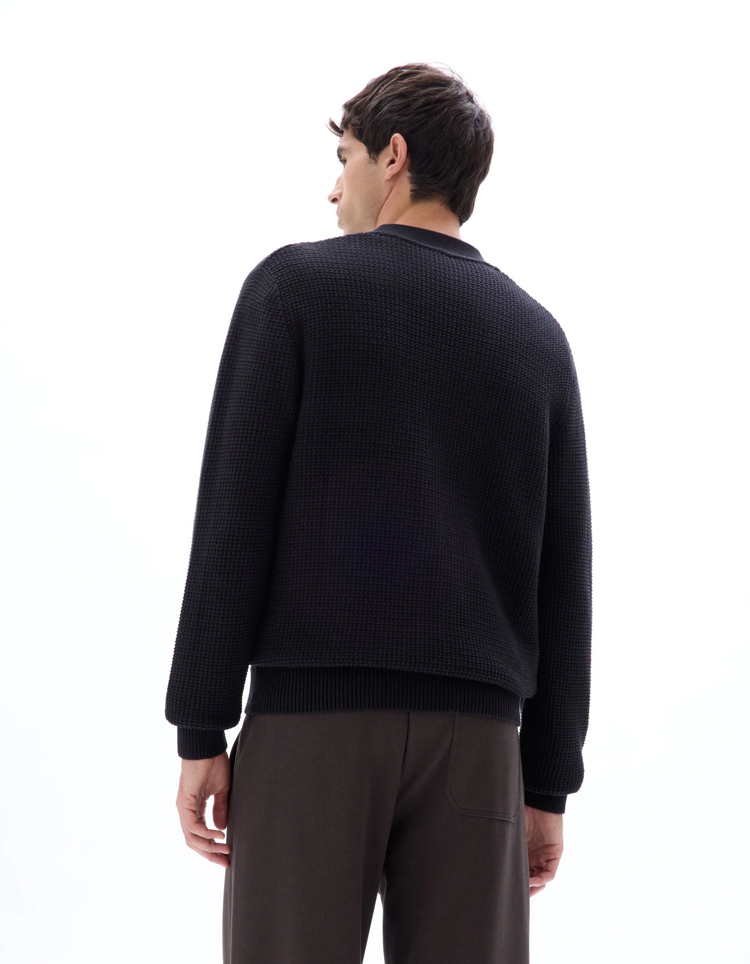 Celio_Black_100% Cotton Fancy Knit Cardigan_MECARD_BLACK_03