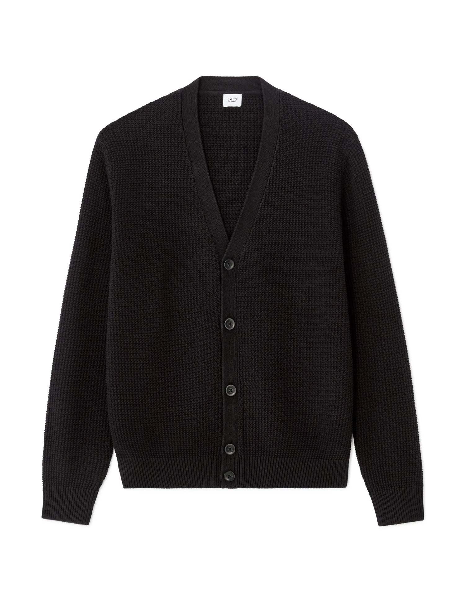 Celio_Black_100% Cotton Fancy Knit Cardigan_MECARD_BLACK_07