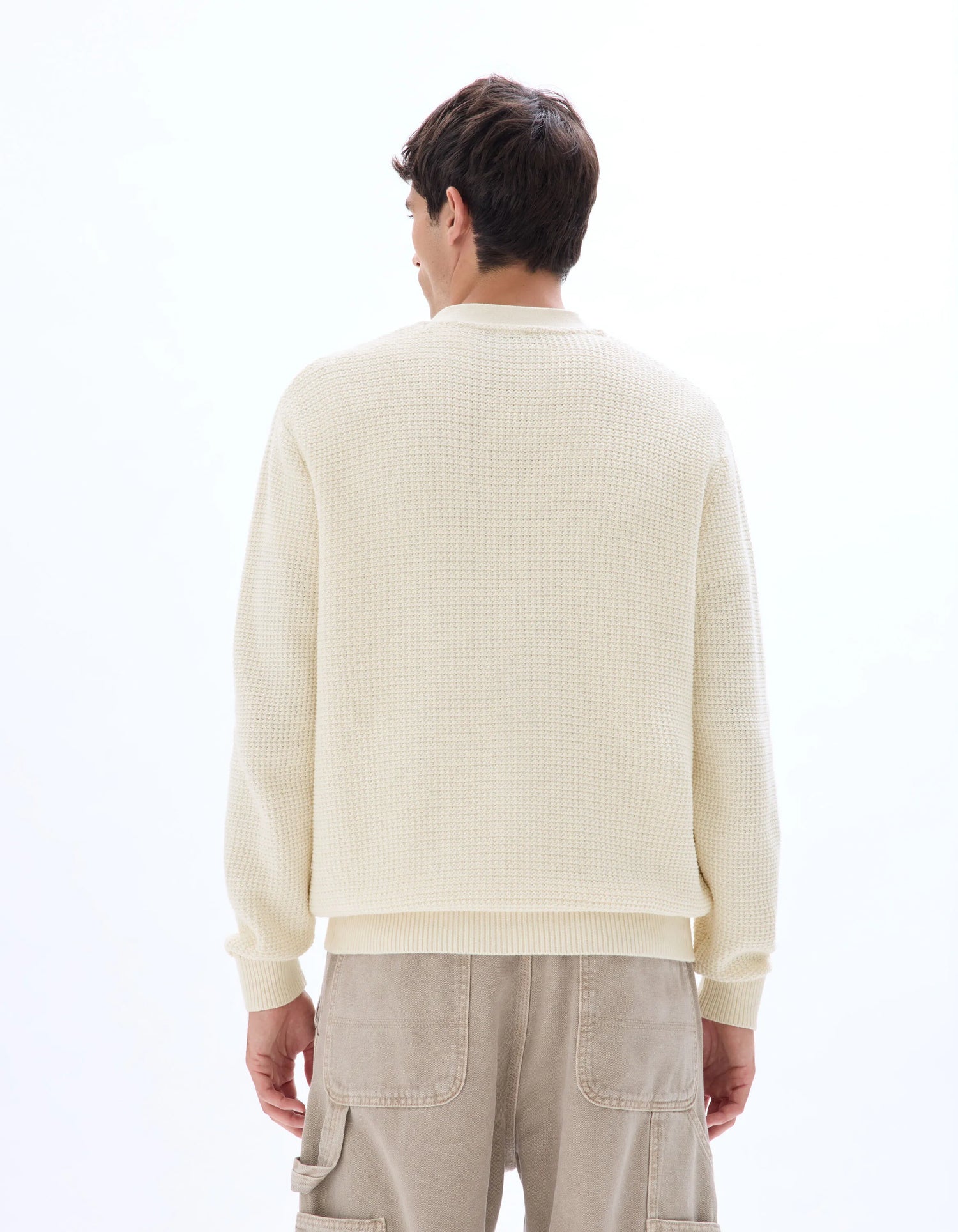 Celio_Ecru_100% Cotton Fancy Knit Cardigan_MECARD_ECRU_03