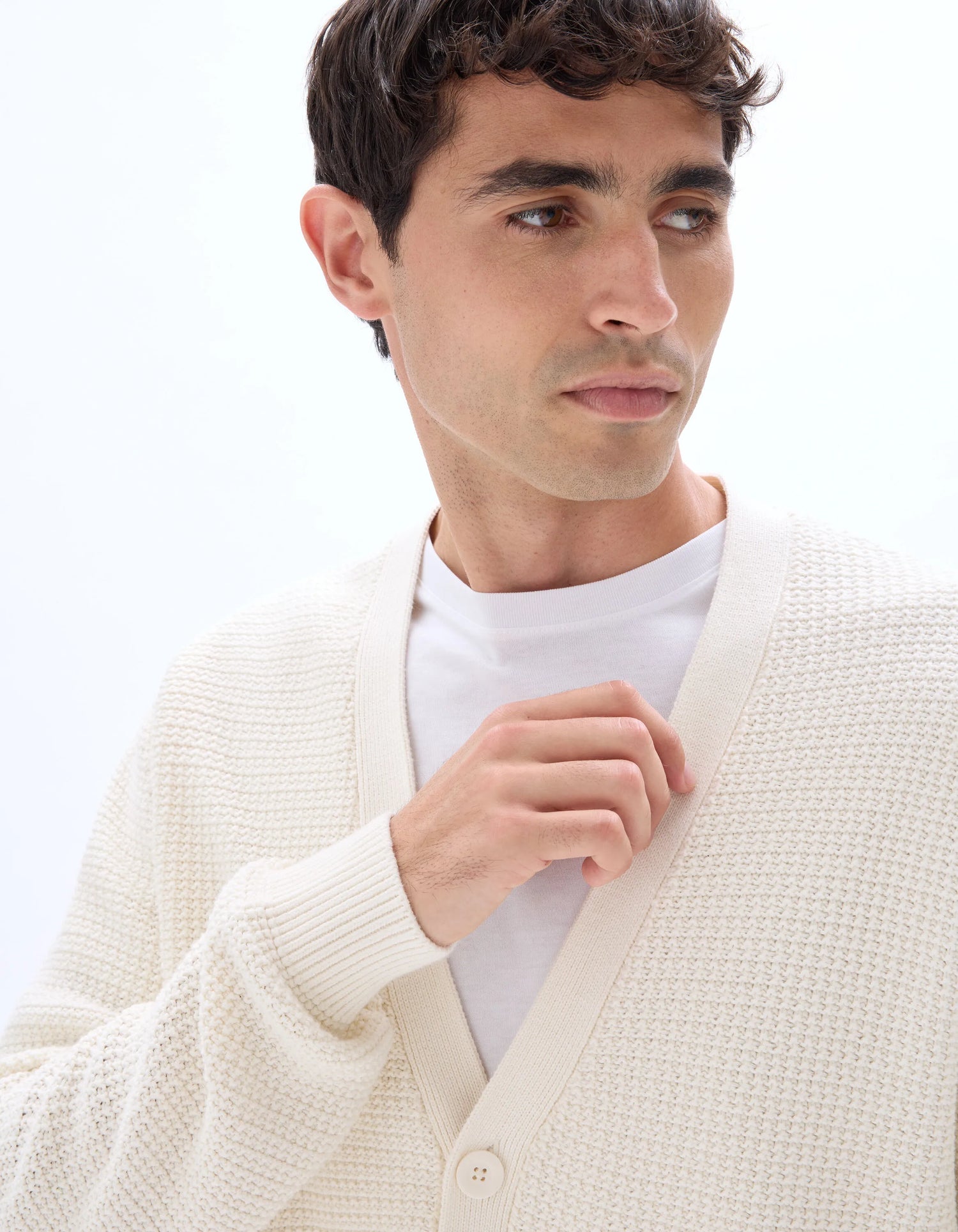 Celio_Ecru_100% Cotton Fancy Knit Cardigan_MECARD_ECRU_04