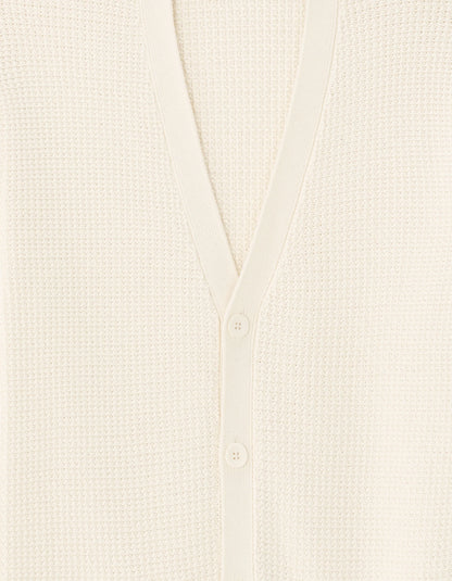 Celio_Ecru_100% Cotton Fancy Knit Cardigan_MECARD_ECRU_05