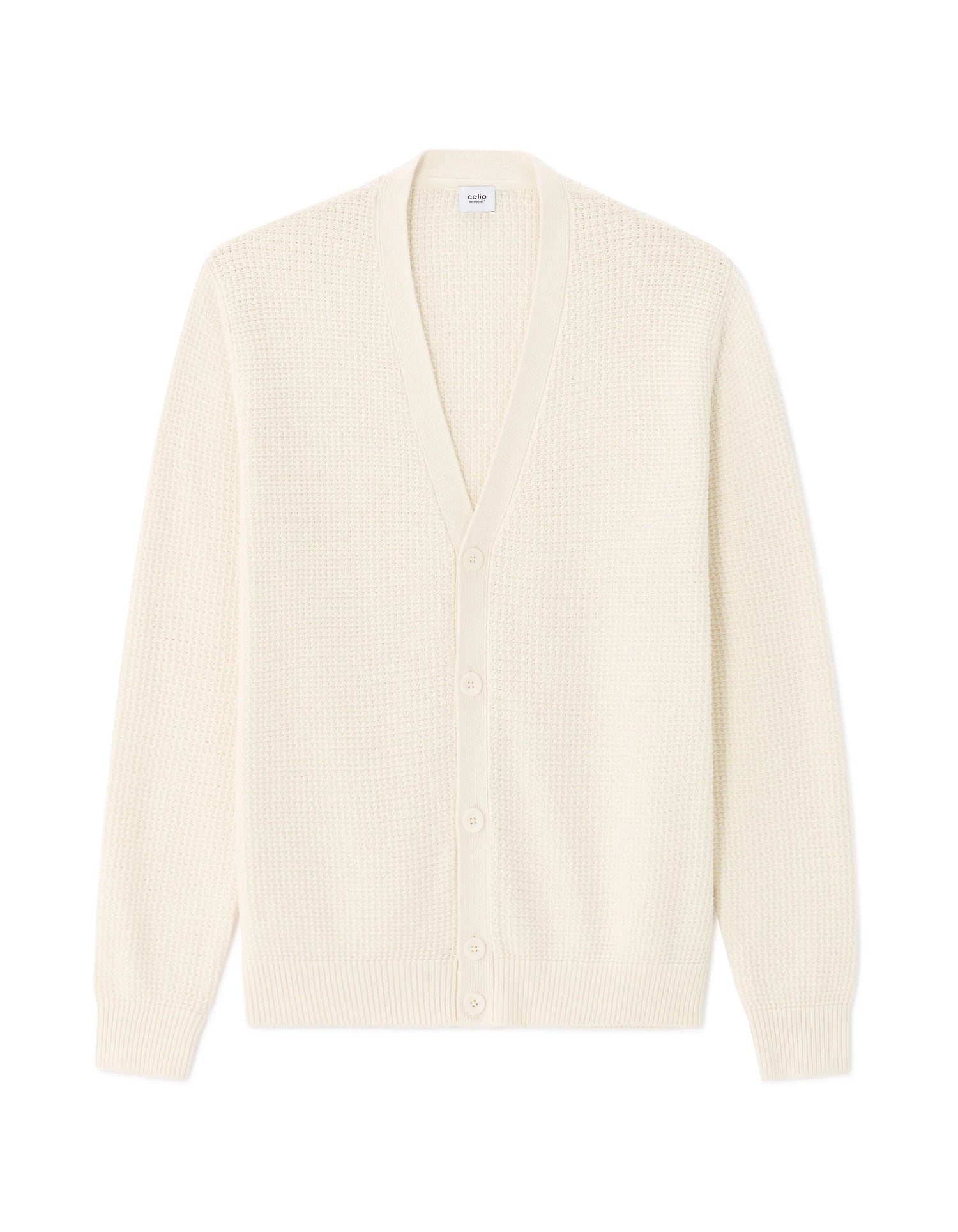 Celio_Ecru_100% Cotton Fancy Knit Cardigan_MECARD_ECRU_07