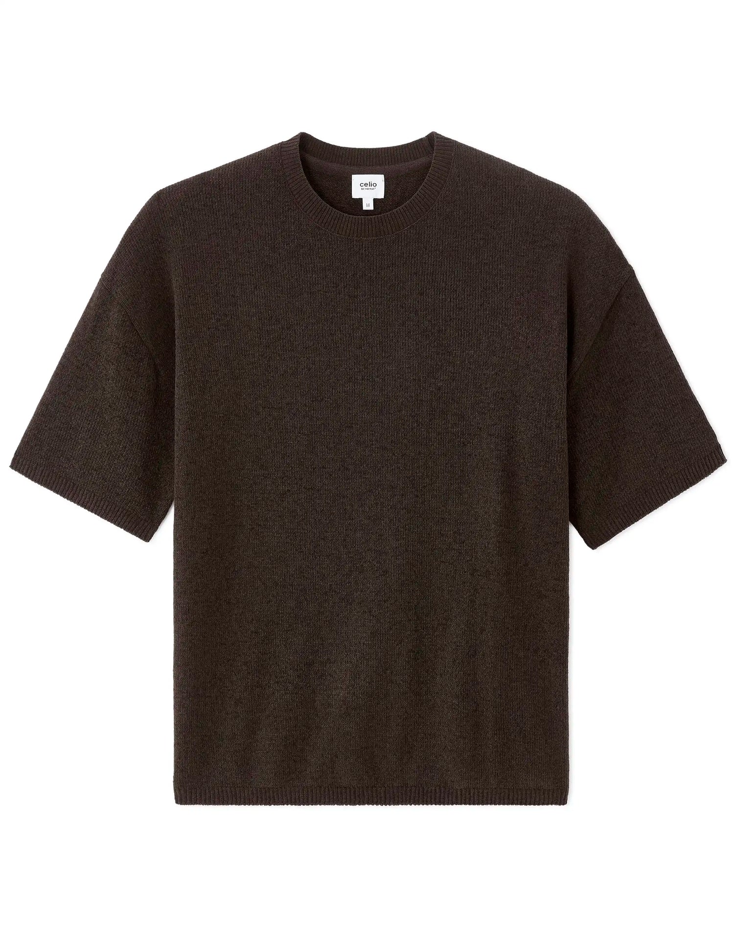 Celio_Carbone_Boxy Crew Neck Mesh T-Shirt_MECHENI_CARBONE_06