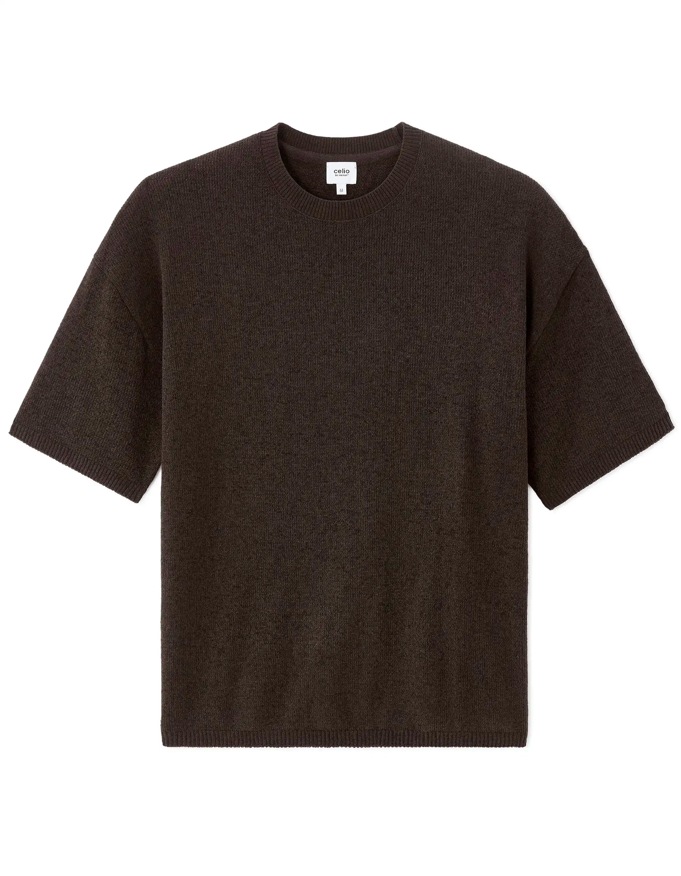Celio_Carbone_Boxy Crew Neck Mesh T-Shirt_MECHENI_CARBONE_06
