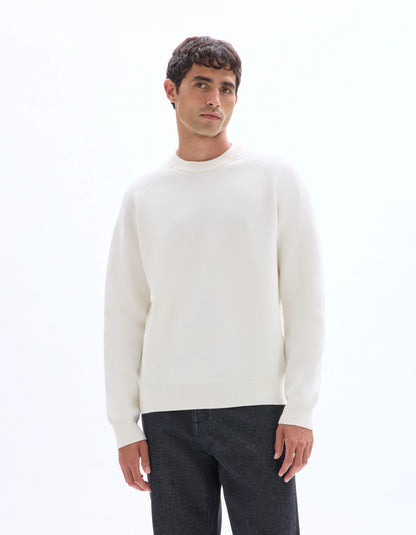 Celio_White_Plain Cotton Blend Crew Neck Sweater - Beige_MECLOTHILD_ECRU_01