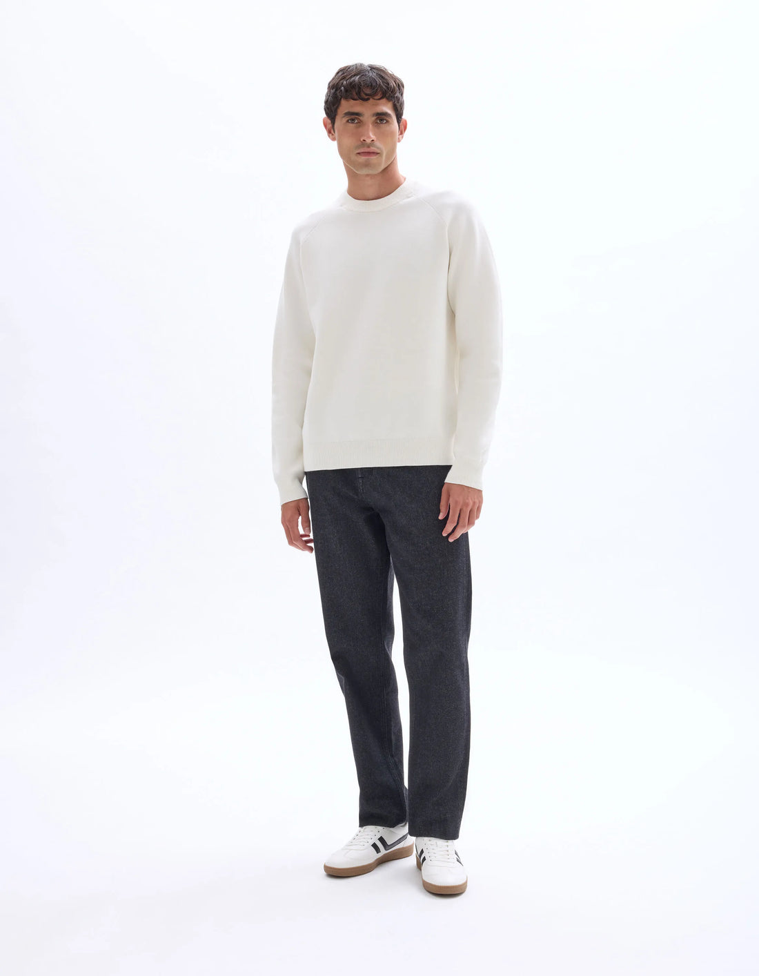 Celio_White_Plain Cotton Blend Crew Neck Sweater - Beige_MECLOTHILD_ECRU_02