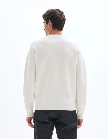 Celio_White_Plain Cotton Blend Crew Neck Sweater - Beige_MECLOTHILD_ECRU_03