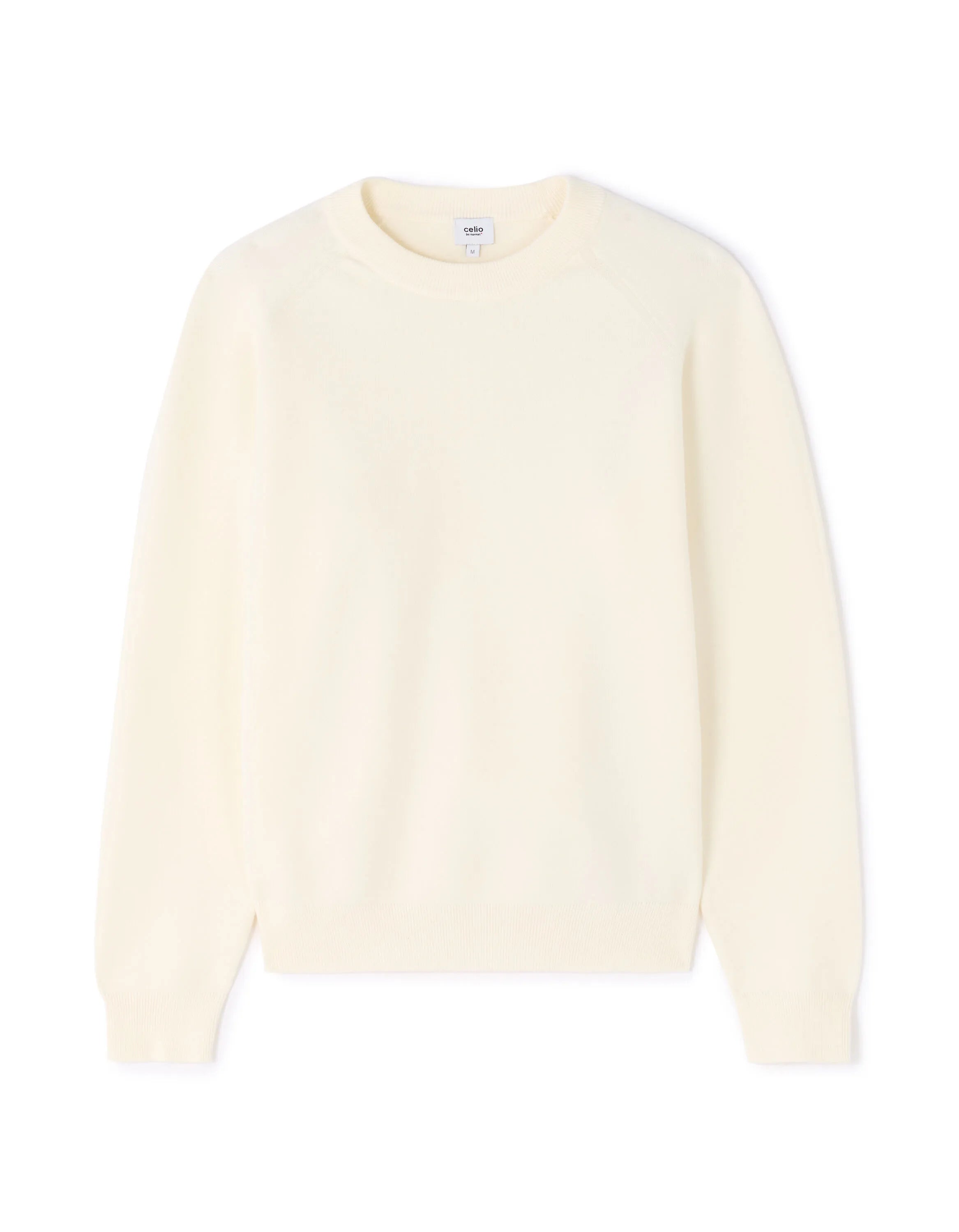 Celio_White_Plain Cotton Blend Crew Neck Sweater - Beige_MECLOTHILD_ECRU_07