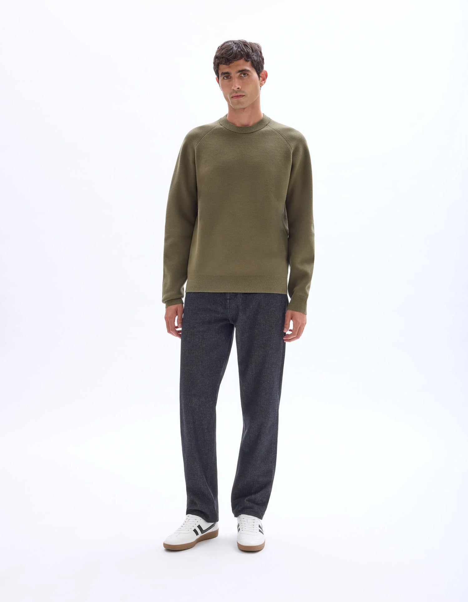 Celio_Green_Plain Cotton Blend Crew Neck Sweater - Khaki_MECLOTHILD_KAKI_02