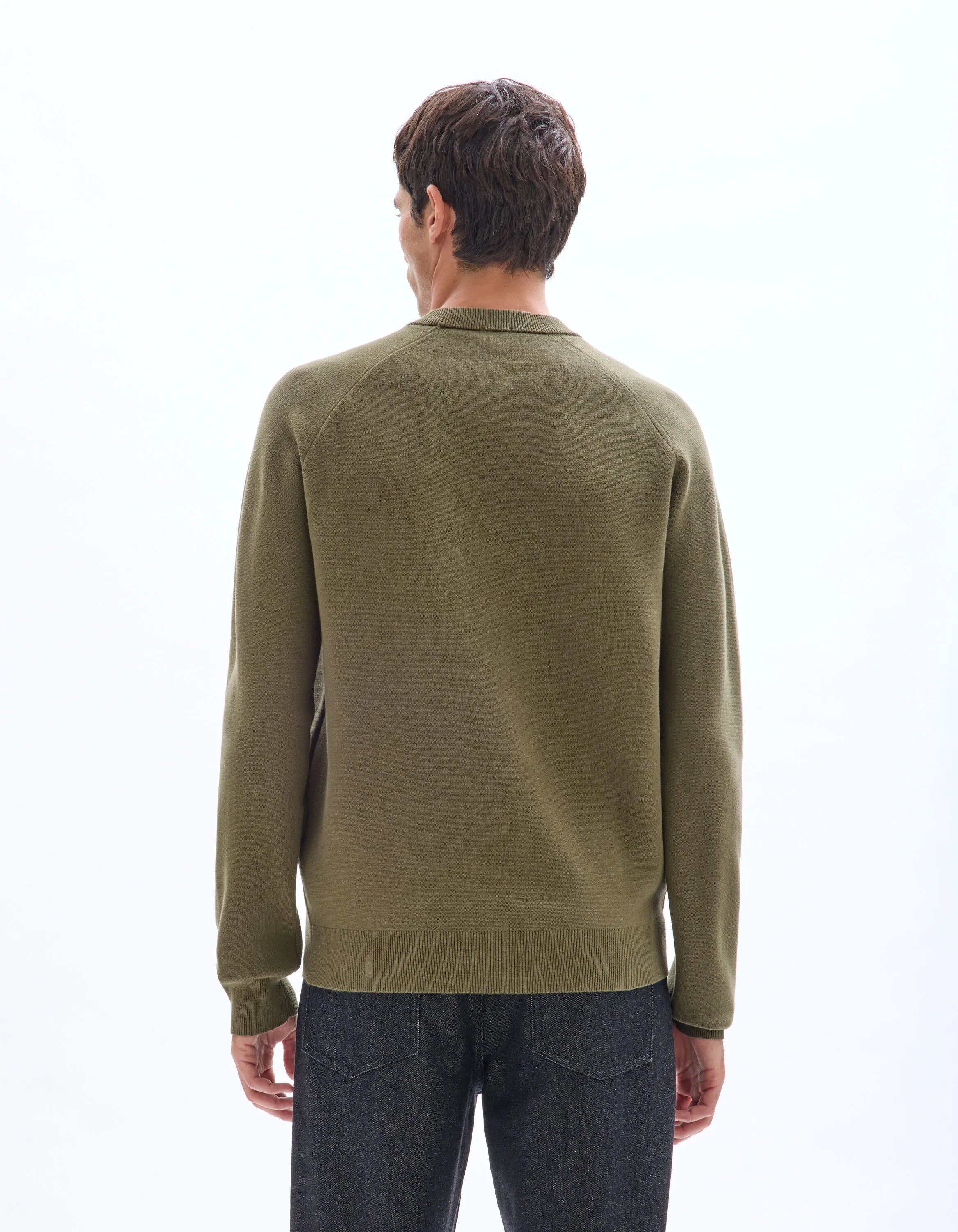 Celio_Green_Plain Cotton Blend Crew Neck Sweater - Khaki_MECLOTHILD_KAKI_03