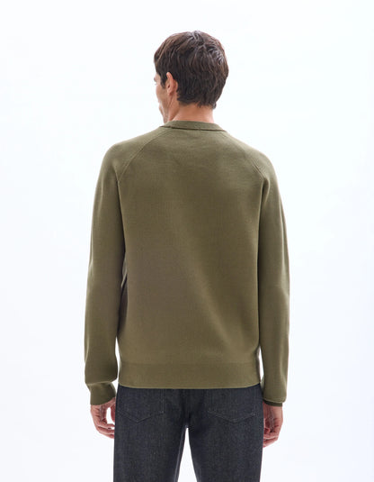 Celio_Green_Plain Cotton Blend Crew Neck Sweater - Khaki_MECLOTHILD_KAKI_03