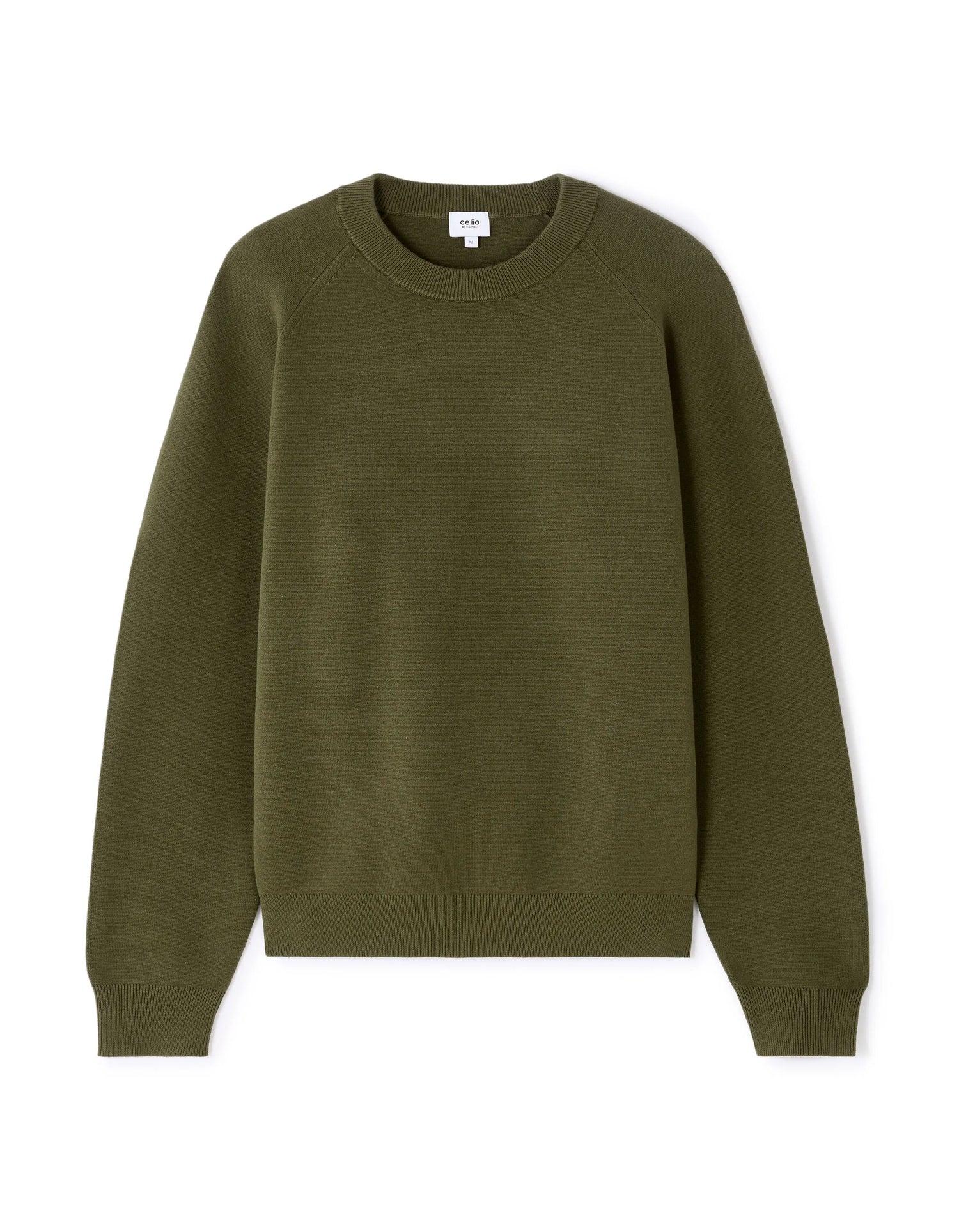 Celio_Green_Plain Cotton Blend Crew Neck Sweater - Khaki_MECLOTHILD_KAKI_07