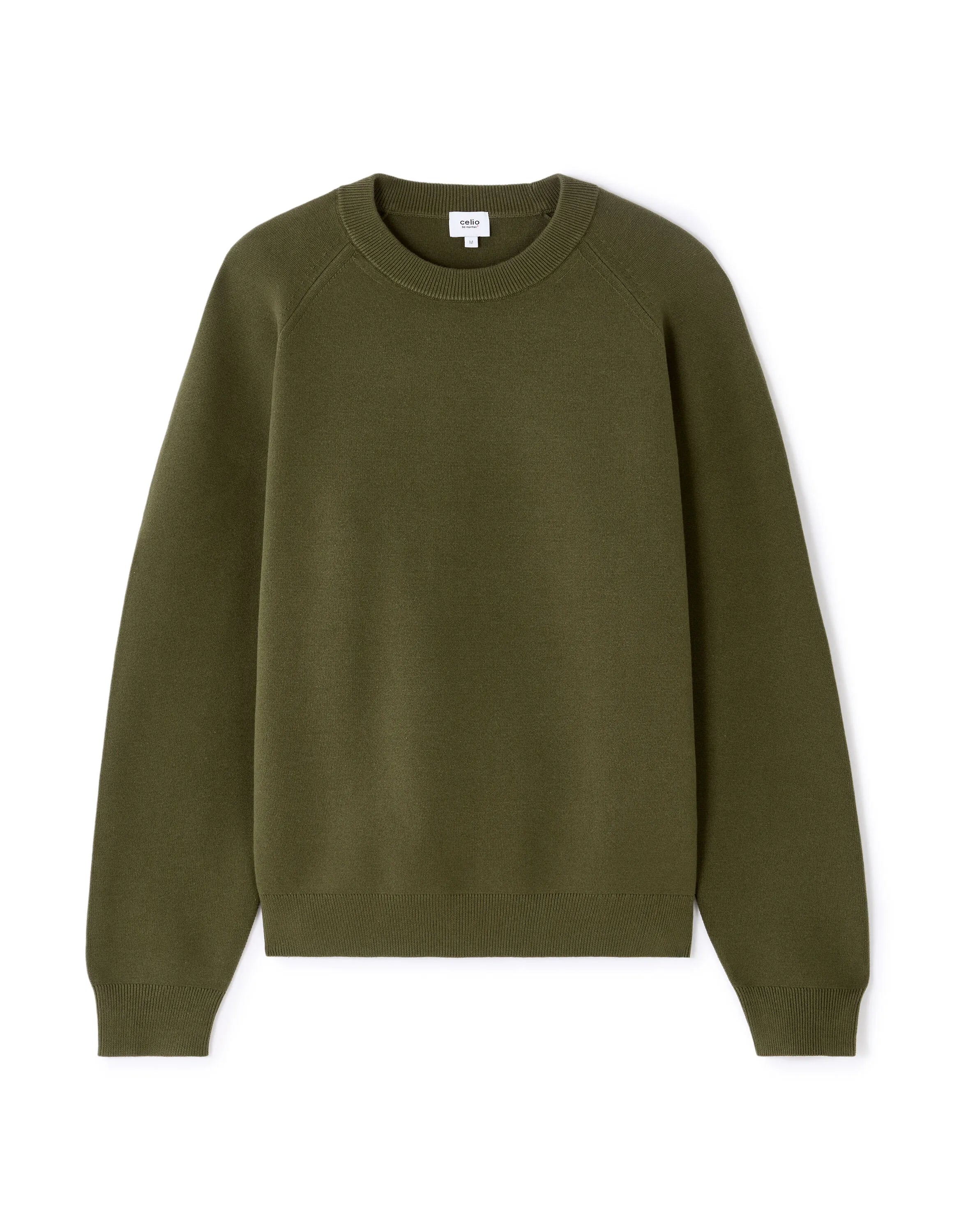 Celio_Green_Plain Cotton Blend Crew Neck Sweater - Khaki_MECLOTHILD_KAKI_07