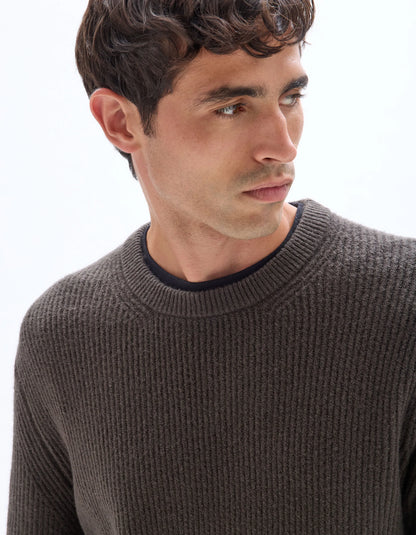 Celio_Grey_Round Neck Sweater in Fancy Pearl Knit - Anthracite_MECOMFY_BLACK_04