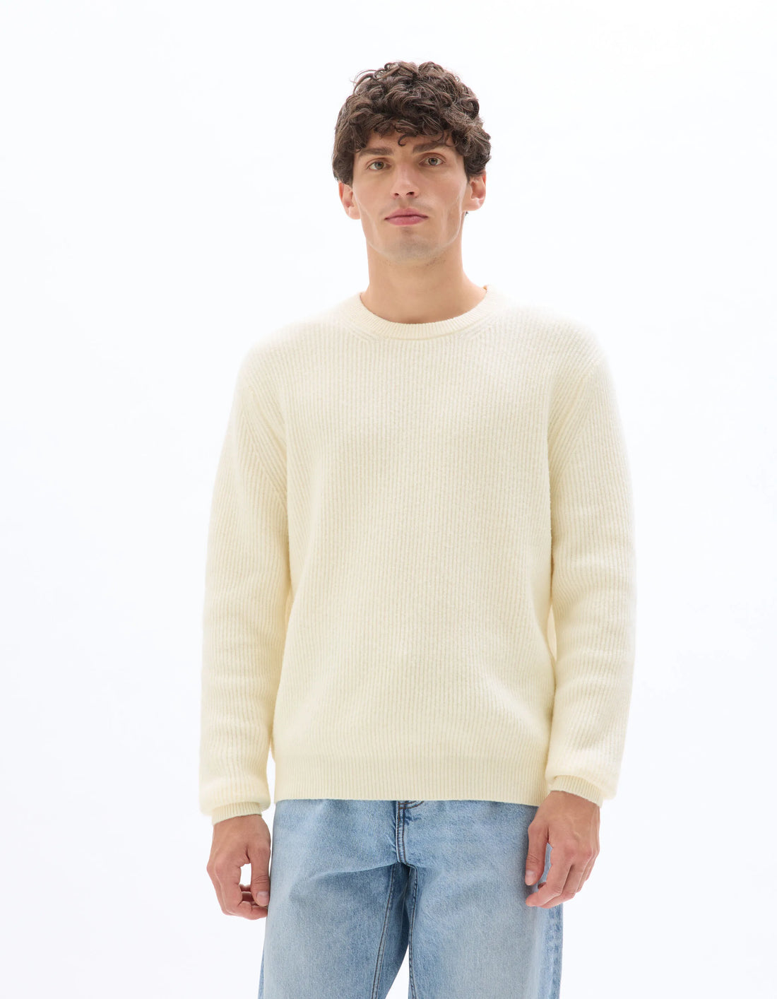 Celio_White_Round Neck Sweater in Fancy Pearl Knit - Ecru_MECOMFY_ECRU_01