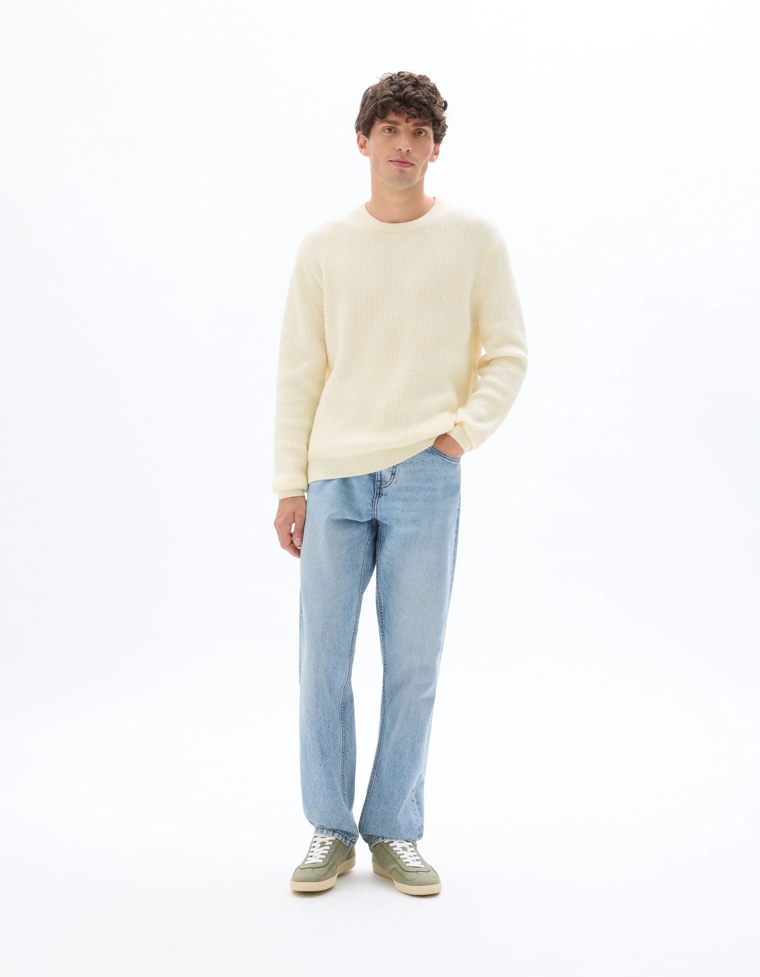 Celio_White_Round Neck Sweater in Fancy Pearl Knit - Ecru_MECOMFY_ECRU_02