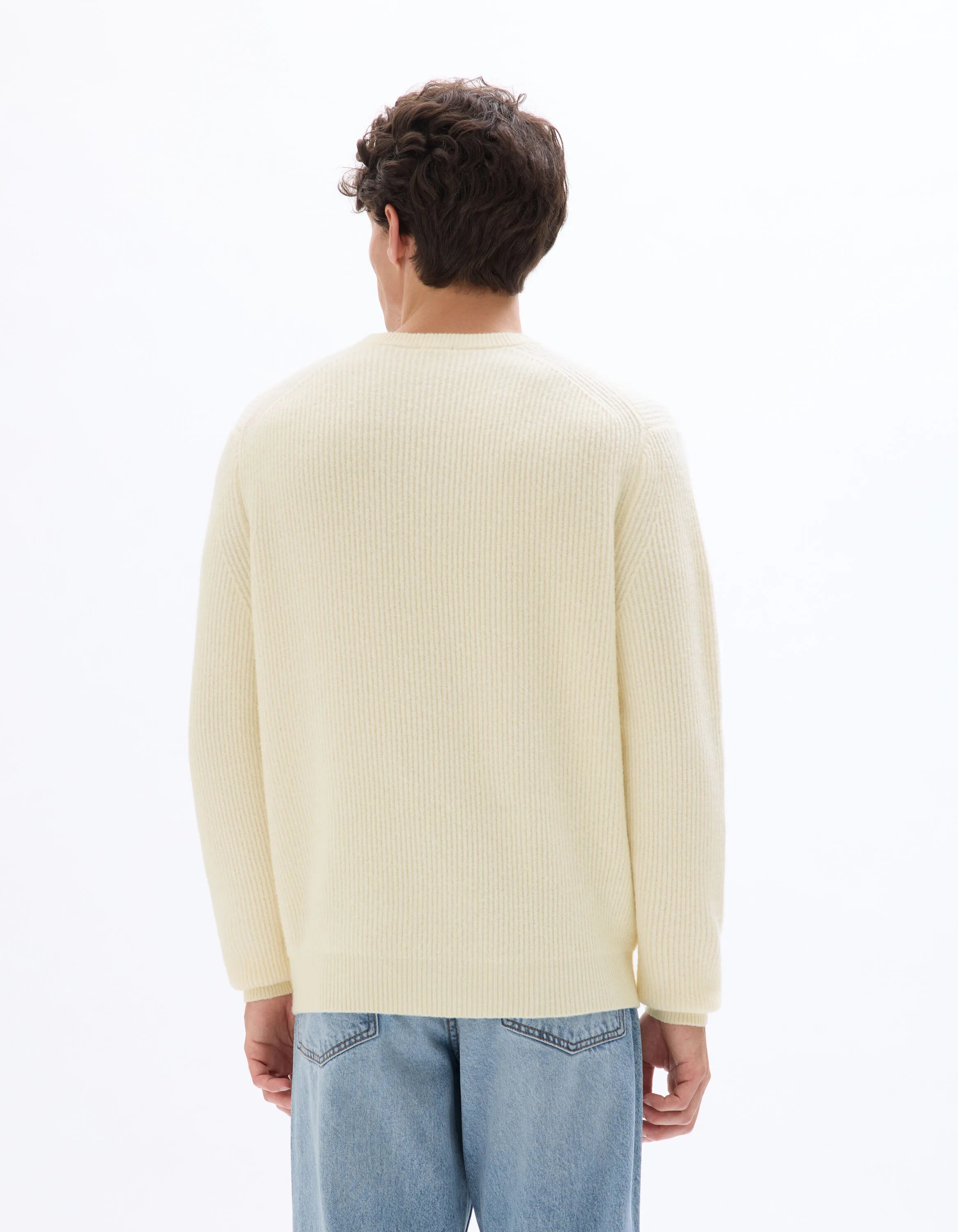 Celio_White_Round Neck Sweater in Fancy Pearl Knit - Ecru_MECOMFY_ECRU_03