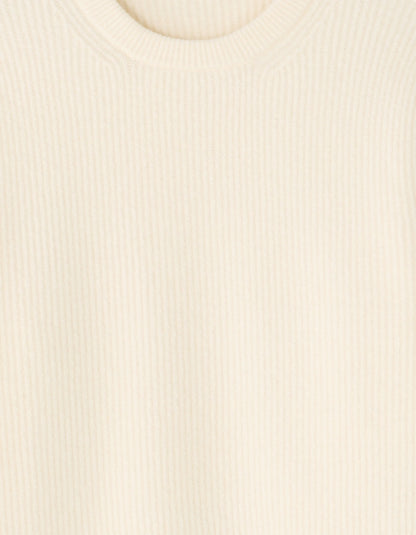 Celio_White_Round Neck Sweater in Fancy Pearl Knit - Ecru_MECOMFY_ECRU_05