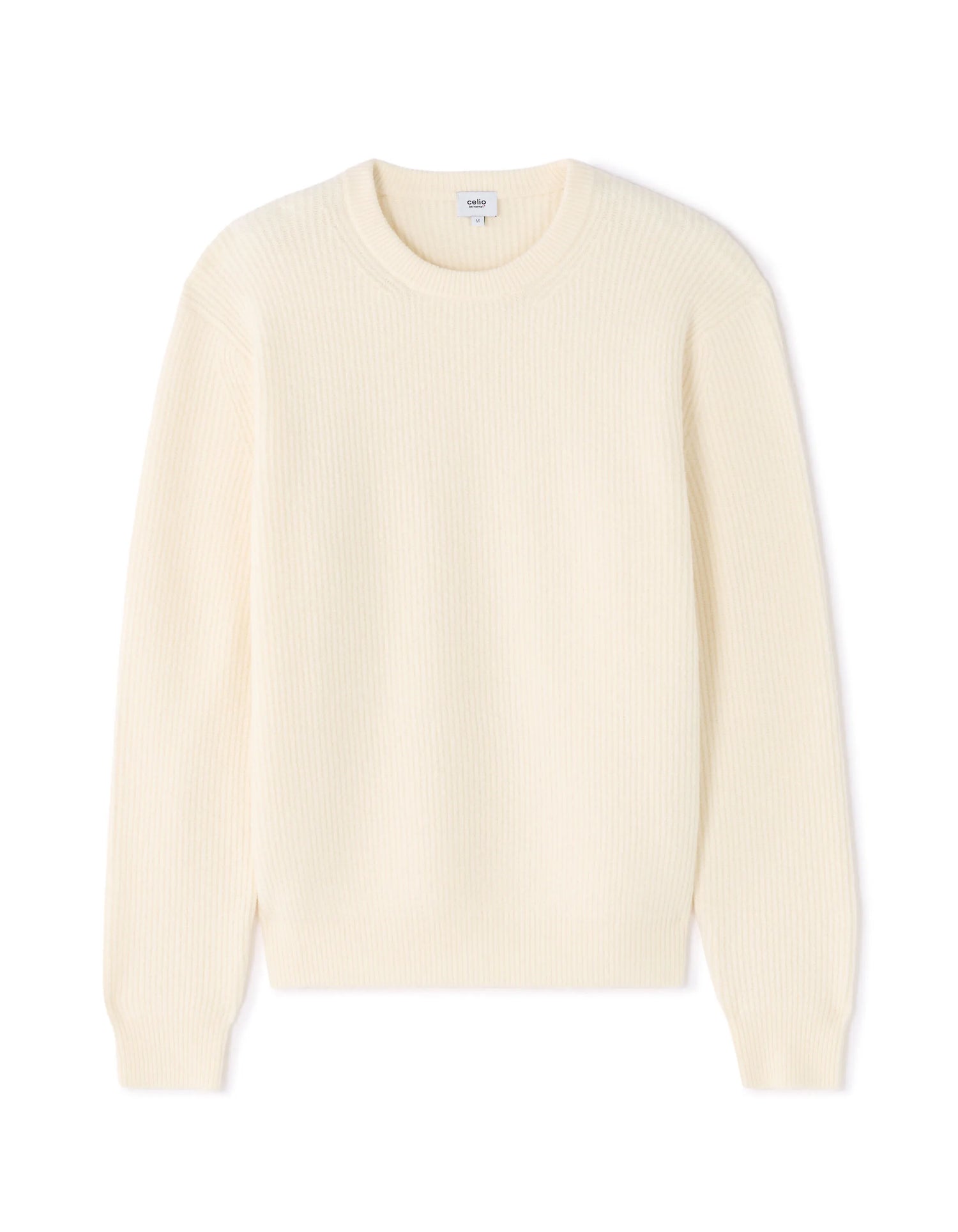 Celio_White_Round Neck Sweater in Fancy Pearl Knit - Ecru_MECOMFY_ECRU_07