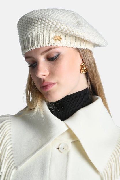 Luisa Spagnoli Panna Women Medoro - Wool Knit Beret SKU: MEDORO A_0202 Image 02