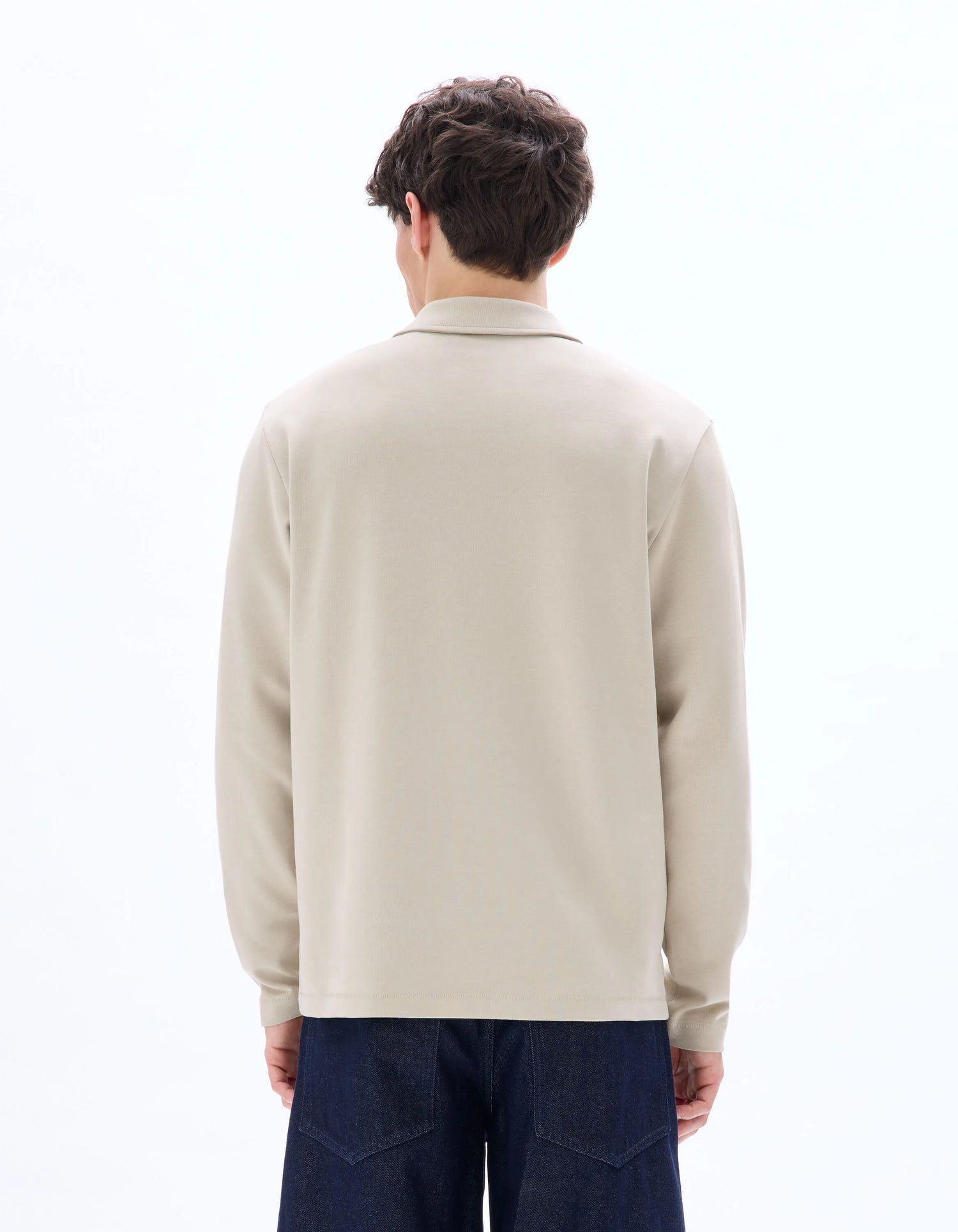Celio_Beige Humus_Regular Long-Sleeved Jersey Polo Shirt_MEDORT_BEIGE HUMUS_03
