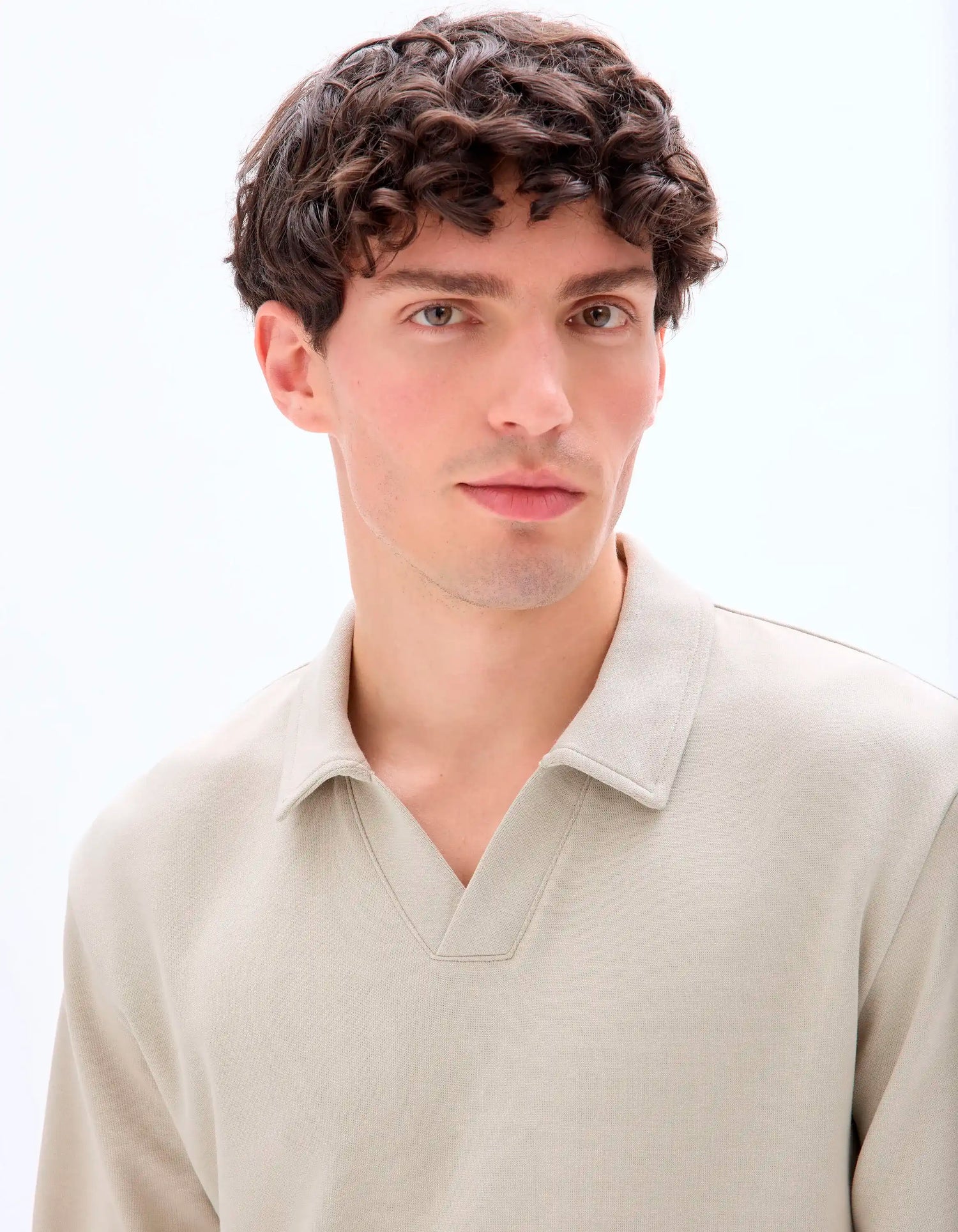 Celio_Beige Humus_Regular Long-Sleeved Jersey Polo Shirt_MEDORT_BEIGE HUMUS_04