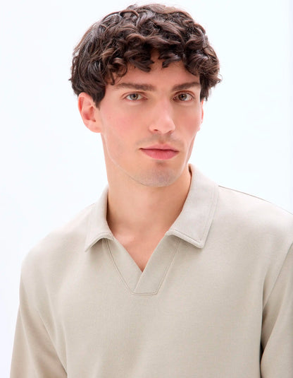 Celio_Beige Humus_Regular Long-Sleeved Jersey Polo Shirt_MEDORT_BEIGE HUMUS_04