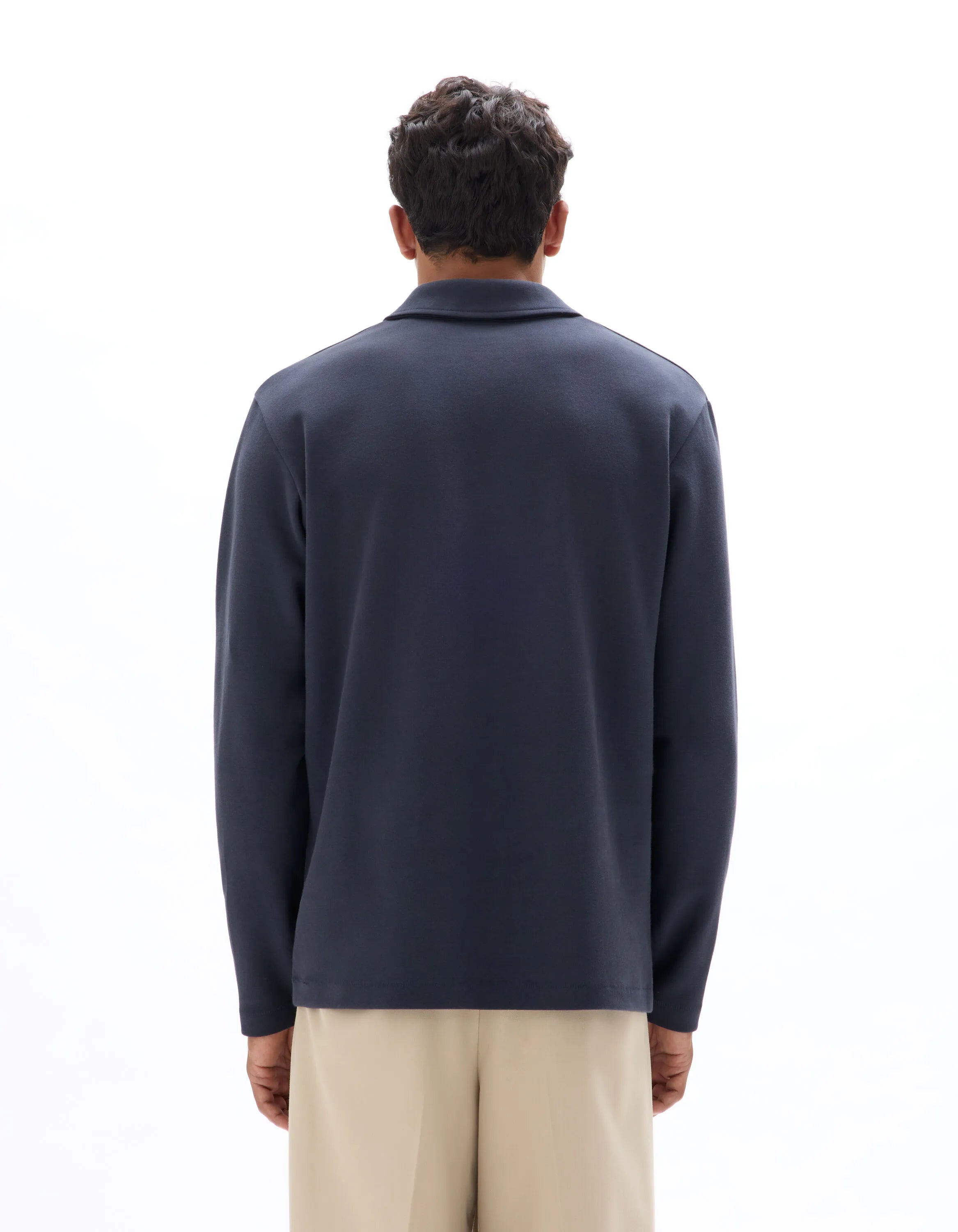 Celio_Encre_Regular Long-Sleeved Jersey Polo Shirt_MEDORT_ENCRE_03
