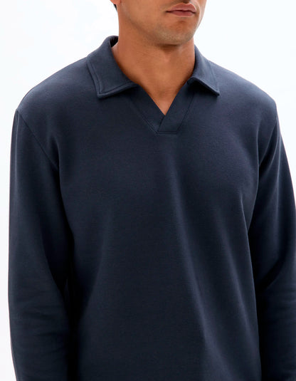 Celio_Encre_Regular Long-Sleeved Jersey Polo Shirt_MEDORT_ENCRE_04