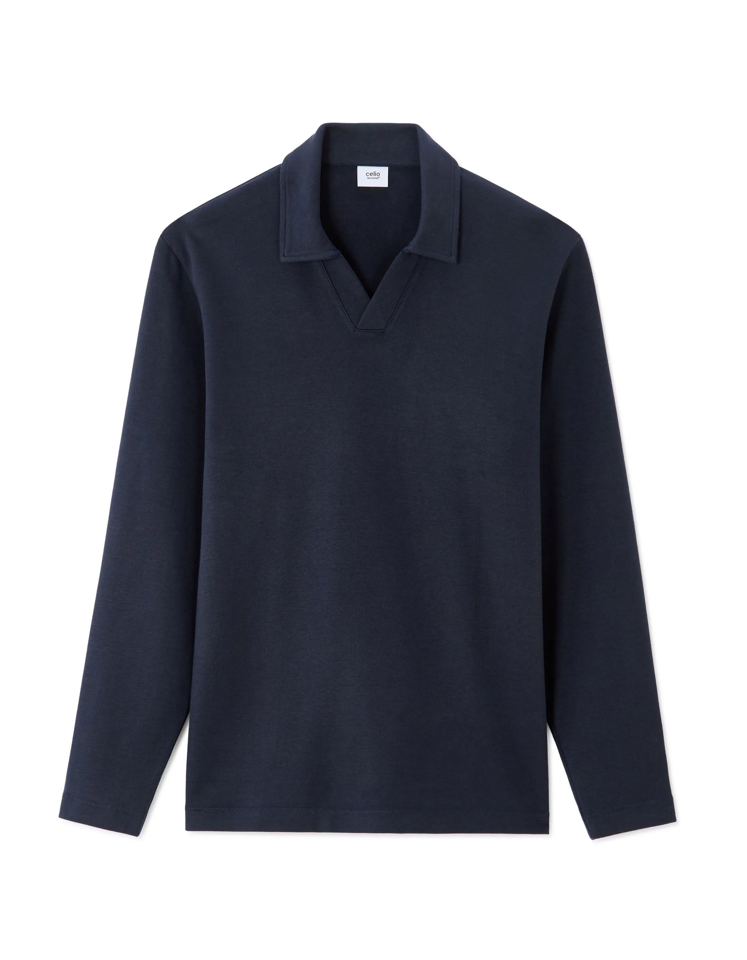 Celio_Encre_Regular Long-Sleeved Jersey Polo Shirt_MEDORT_ENCRE_07
