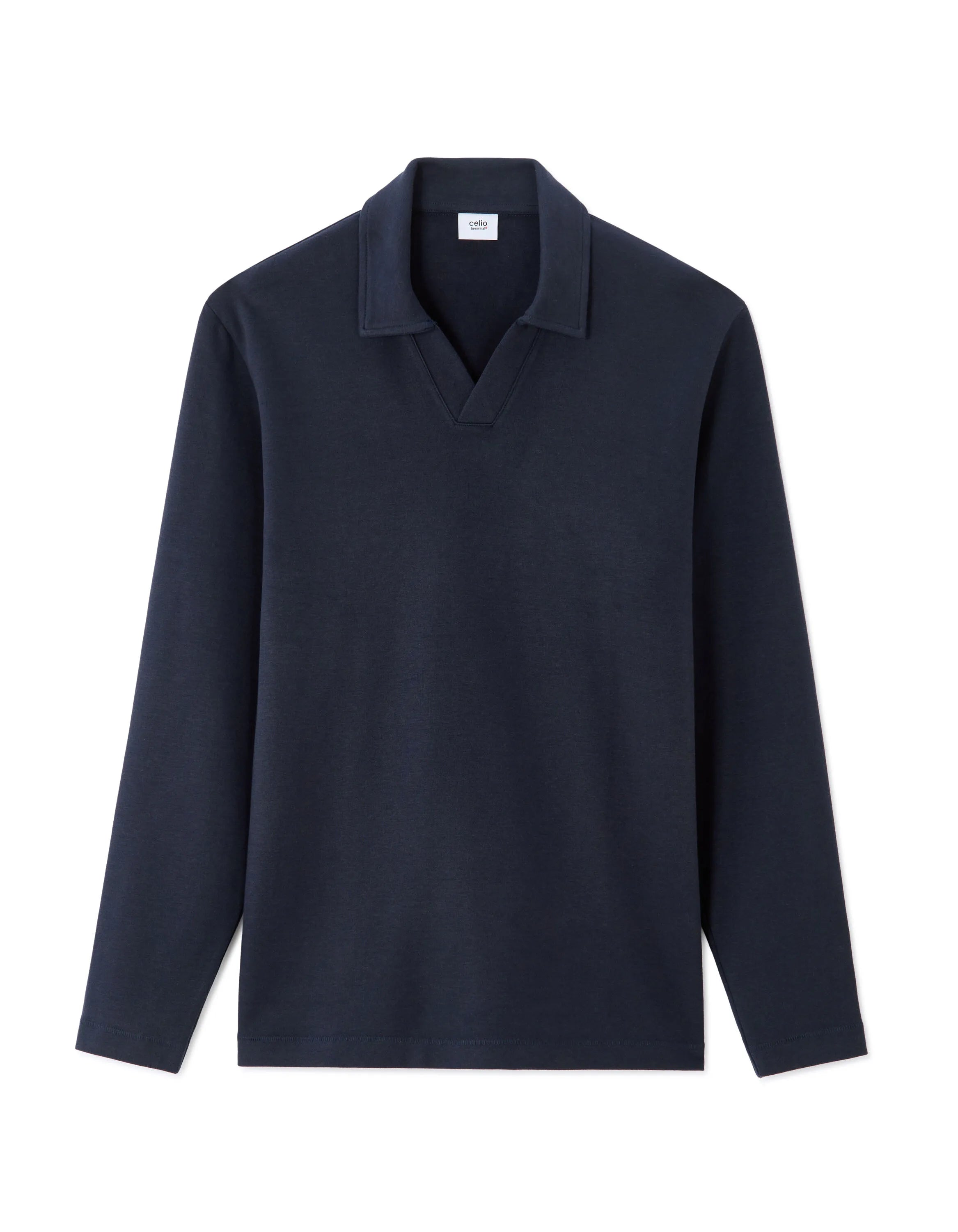 Celio_Encre_Regular Long-Sleeved Jersey Polo Shirt_MEDORT_ENCRE_07