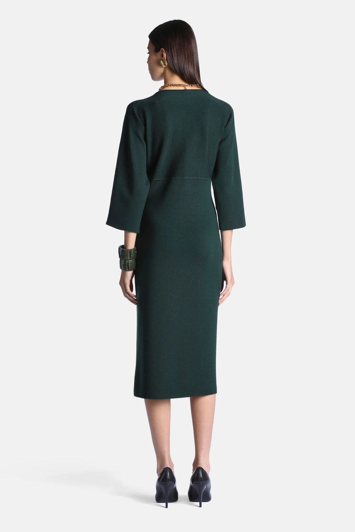 Luisa Spagnoli Verde Bottiglia Women Meduna - Wool Minidress with Heraldic Buttons SKU: MEDUNA_2050 Image 03