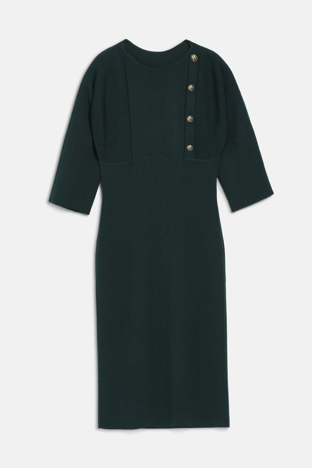 Luisa Spagnoli Verde Bottiglia Women Meduna - Wool Minidress with Heraldic Buttons SKU: MEDUNA_2050 Image 07
