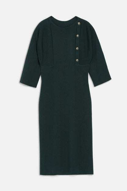 Luisa Spagnoli Verde Bottiglia Women Meduna - Wool Minidress with Heraldic Buttons SKU: MEDUNA_2050 Image 07